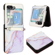 Etui i futerały do telefonów - Pokrowiec König Design kompatybilny z etui na telefon Samsung Galaxy Z Flip5 ze skóry syntetycznej - Etui na telefon biało-fioletowe - miniaturka - grafika 1