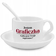 Gadżety dla niej i dla niego - Zestaw Filiżanka Łyżeczka Podstawka JESTEM GRAFICZKĄ Na Prezent Wzory - miniaturka - grafika 1