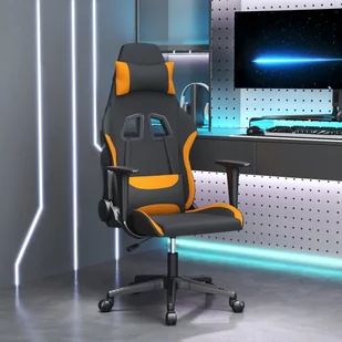 Lumarko Fotel gamingowy, czarno-pomarańczowy, tkanina - Fotele gamingowe - miniaturka - grafika 1