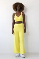 Spodnie sportowe damskie - Spodnie prążkowane F2031 żółty - miniaturka - grafika 1