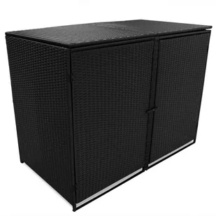 vidaXL Osłona na 2 kosze na śmieci, polirattan, czarna, 148x80x111 cm - Pozostałe meble ogrodowe - miniaturka - grafika 1