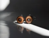 Kolczyki - Drewniane kolczyki z turkusem i stalą - miniaturka - grafika 1