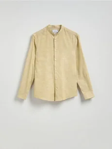 Reserved - Bawełniana koszula slim fit - musztardowy - Koszule męskie - miniaturka - grafika 1