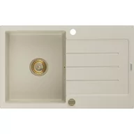 Zlewozmywaki - Mexen Bruno zlewozmywak granitowy 1-komorowy z ociekaczem 795 x 495 mm, beżowy, syfon złoty - miniaturka - grafika 1