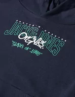 Bluzy dla chłopców - JACK&JONES JUNIOR Chłopięca bluza z kapturem z logo Jortribeca, granatowy blezer, 152 - miniaturka - grafika 1