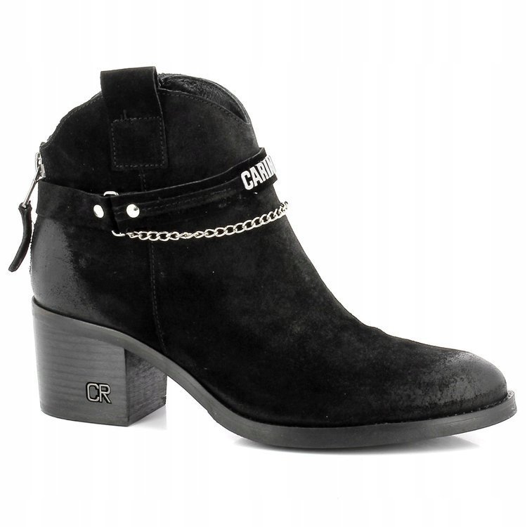 Carinii B5193-H20 czarne botki damskie klocek skóra r.38