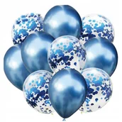 Balony i akcesoria - Balony z konfetti NIEBIESKIE zestaw na urodziny 10 szt. - miniaturka - grafika 1