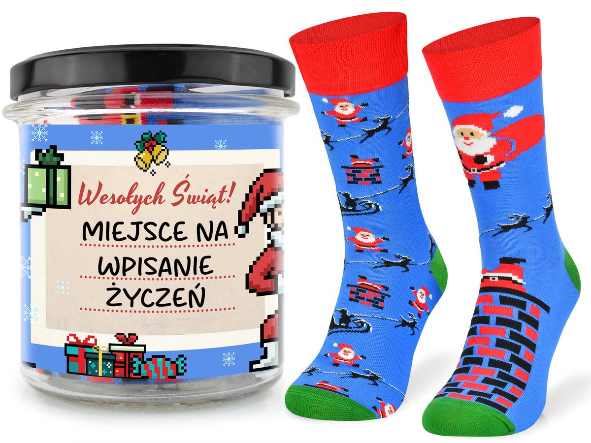 Prezent Dla Niego Wesołe Świąteczne Skarpety W Słoiku Etykietą Na Życzenia Rozmiar 35-38