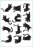 Zabawki kreatywne - Tatuaże tymczasowe zmywalne black cats, czarne koty, format A4 - miniaturka - grafika 1