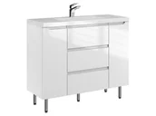 Szafki łazienkowe - Szafka Stojąca Z Umywalką ETH 100 cm D - Biały Wysoki Połysk - miniaturka - grafika 1