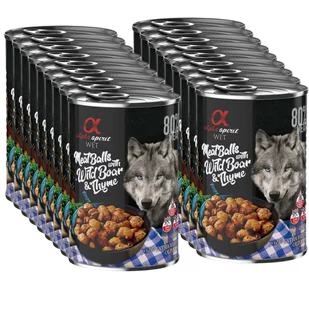 Alpha spirit Mięsne klopsiki z dzikiem i tymiankiem 18x400g - Mokra karma dla psów - miniaturka - grafika 1