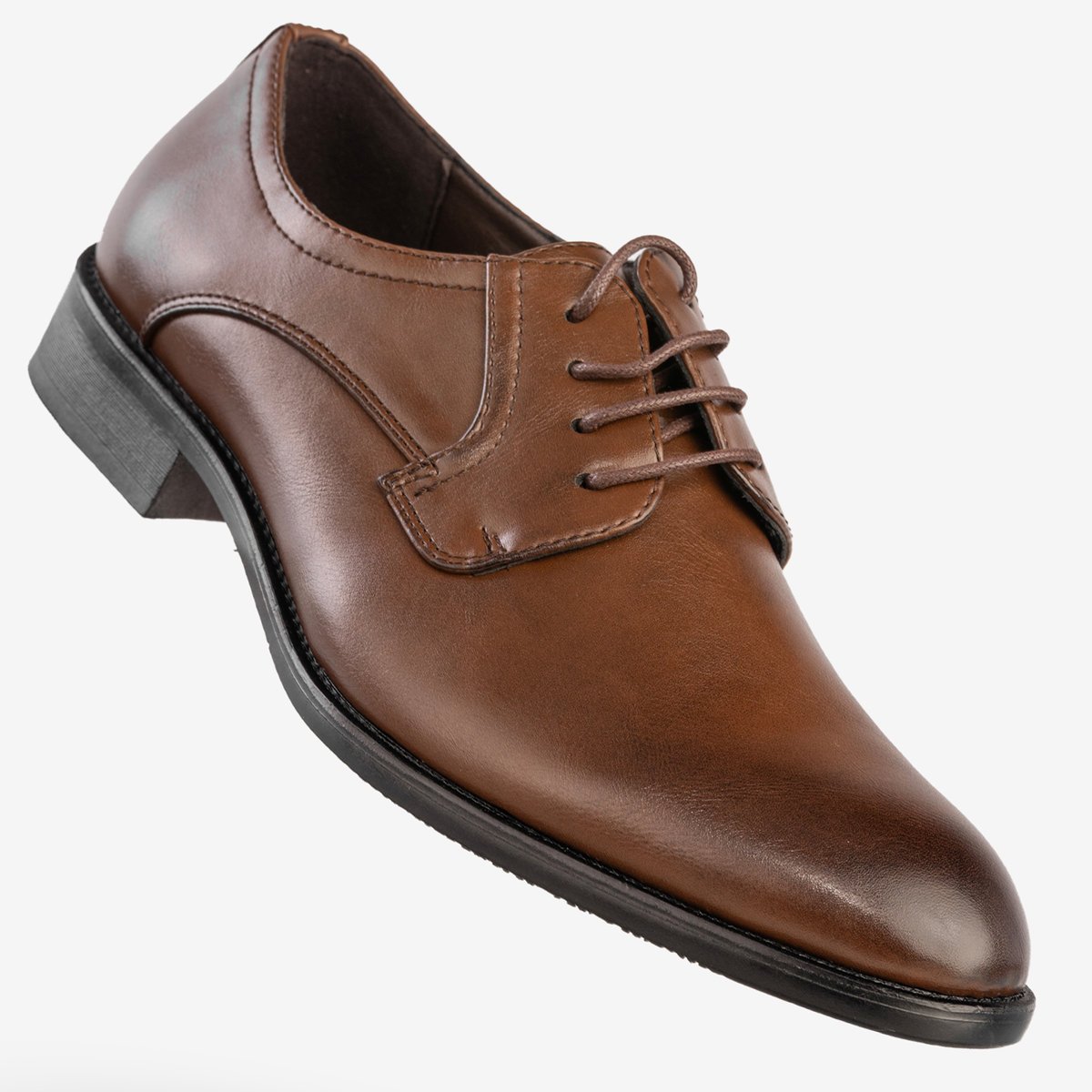 Półbuty Wizytowe Męskie Ekoskóra Buty Eleganckie Unisoft Brown 23MN26-4100 Brązowy 45