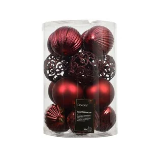 Bombki plastikowe mix 8 cm bordowe 16 szt. - Bombki - miniaturka - grafika 1