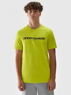 Koszulki sportowe męskie - Męski t-shirt z nadrukiem 4F 4FWAW24TTSHM1586 - zielony - miniaturka - grafika 1