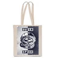 Torby męskie - EKO TORBA BAWEŁNIANA Kosmos OUTER SPACE Black White na zakupy Lidl TT_105 - miniaturka - grafika 1