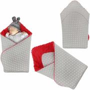 Rożki i beciki - Rożek niemowlęcy Minky i Bawełna otulacz pluszowy - Szary w białe kropki - miniaturka - grafika 1