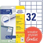 Etykiety samoprzylepne i bloki etykiet - Etykiety papierowe 48,3x33,8mm białe AVERY ZWECKFORM ULTRA GRIP trwałe 25+5ark 30 etykiet /4789/ - miniaturka - grafika 1