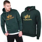 Odzież taktyczna i umundurowanie - Bluza z kapturem Alpha Industries Basic 178312 353 - Ciemnozielona - miniaturka - grafika 1