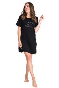 Koszula nocna damska bawełniana czarna SLEEP WELL L YOCLUB - Bielizna nocna - miniaturka - grafika 1