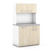 Meble gastronomiczne - B2B Partner Kuchnia biurowa PRIMO bez wyposażenia, biały/dąb naturalny 6100672 - miniaturka - grafika 1