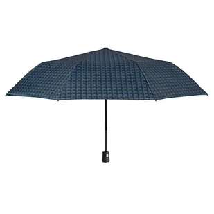 Parasol męski Perletti Time półautomatyczny składany niebieski wzór krata - Parasole - miniaturka - grafika 1