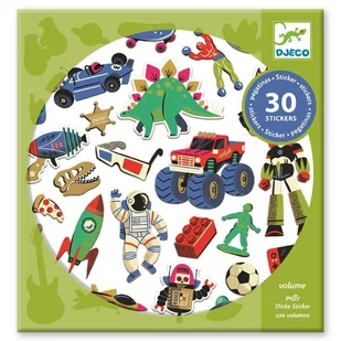 Djeco naklejki wypukłe zabawki retro 30 szt DJ09263 - Przybory szkolne - miniaturka - grafika 1