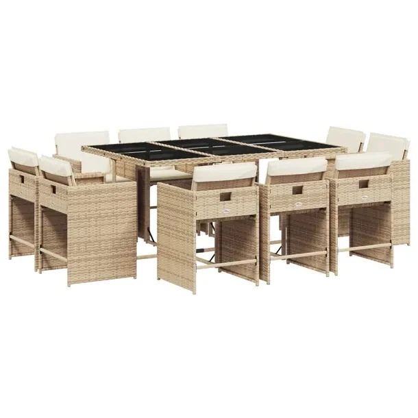 Zestaw mebli ogrodowych z rattanem PE, beżowy, wymiary 165 x 106 x 73 cm