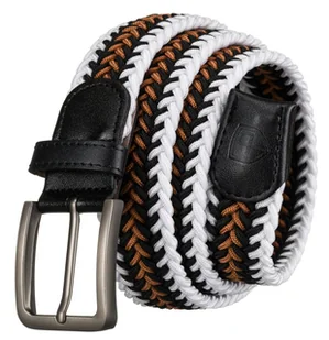 Pleciony parciany pasek męski do spodni jeansów czarny biały beżowy PETERSON skóra naturalna elastyczny bez dziurek klasyczna klamra 110 - Paski Pleciony parciany pasek męski do spodni jeansów czarny biały beżowy PETERSON skóra naturalna elastyczny bez dziurek klasyczna klamra 110 - Paski - miniaturka - grafika 1