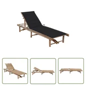 Leżaki ogrodowe - The Living Store Ogrodowy leżak z poduszką - bambusowy - Leżak - miniaturka - grafika 1