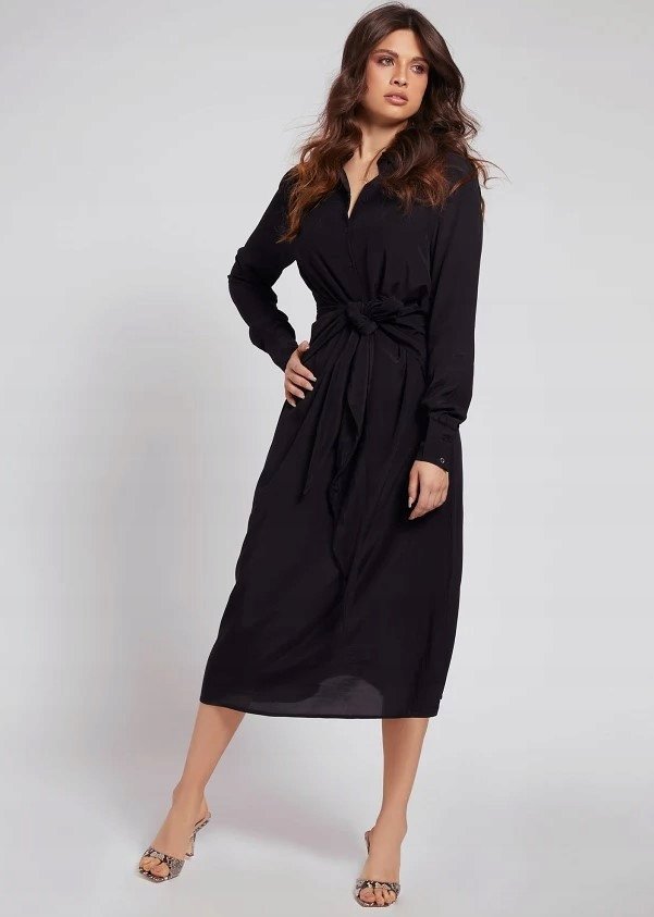 GUESS SUKIENKA KOSZULOWA CZARNA MIDI XS 0A5F2* XS 0_5