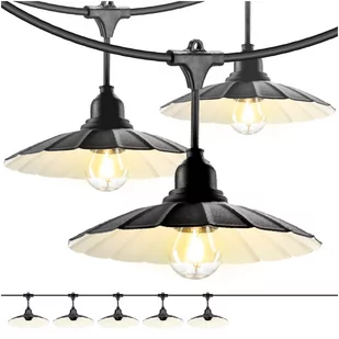 ZESTAW CRETE Girlanda ogrodowa 5m + kabel 10m + 5x klosz czarny M1 - Lampy ogrodowe - miniaturka - grafika 1