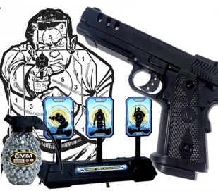 PISTOLET NA KULKI PISTOLETY ZABAWKA + KULKI i TARCZA - Zabawki militarne - miniaturka - grafika 1