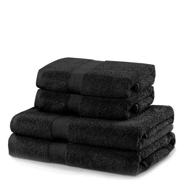 DecoKing DecoKing - Komplet Ręczników Bawełnianych Czarny MARINA GŁADKIE - 2*70x140+ 2*50x100
