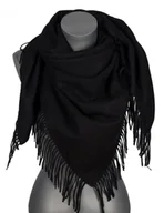 Apaszki i szaliki damskie - Chusta damska bawełniana jednokolorowa na prezent z frędzlami FGC-20 czarny - miniaturka - grafika 1
