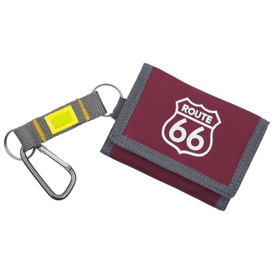 Portfel Młodzieżowy Mały Na Rzep Route 66 Bordowy Ze Smyczą