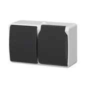 Gniazdka elektryczne - Gniazdo podwójne Aqua Plus IP54 szare - miniaturka - grafika 1