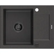 Zlewozmywaki - Mexen Enzo zlewozmywak granitowy 1-komorowy z ociekaczem 576 x 465 mm, czarny nakrapiany, syfon czarny - miniaturka - grafika 1
