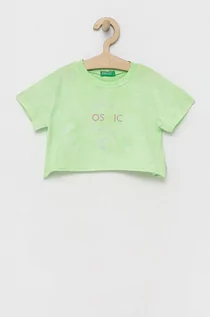 Koszulki dla dziewczynek - United Colors of Benetton t-shirt bawełniany dziecięcy kolor zielony - grafika 1