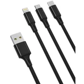 Kable USB - Kabel Ładowarka 3w1 do Typ C / Micro Usb / Iphone - miniaturka - grafika 1