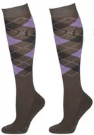 Skarpetki jeździeckie - HARRY''S HORSE Podkolanówki jeździeckie CHECK grey/anthra/lila - miniaturka - grafika 1