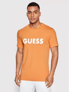 Koszulki męskie - GUESS T-Shirt M2YI42 J1311 Pomarańczowy Slim Fit - grafika 1