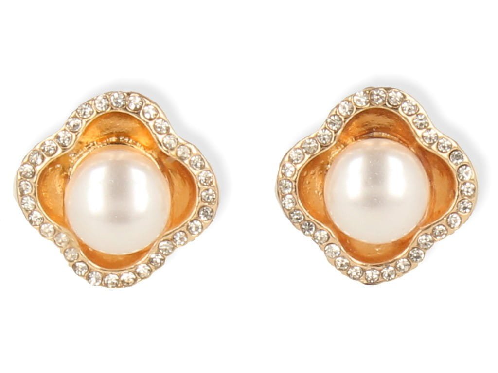Klipsy do uszu złote z dużą perłą