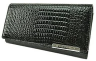 Portfele - Portfel Damski Skórzany GREGORIO Długi Max Z Klamrą Lakierowany GF-100 CZARNY RFID 18,5 x 9,5 x 3,5 [cm] - miniaturka - grafika 1