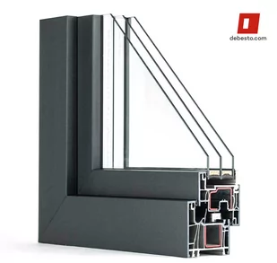 Okno plastikowe PCV Gealan Linear Okna balkonowe rozwierne + rozwierno-uchylne z poprzeczką (ruchomy słupek) 2200x2000 - Okna - miniaturka - grafika 1