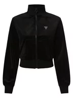 Bluzy damskie - GUESS - Damska bluza rozpinana, czarny - miniaturka - grafika 1