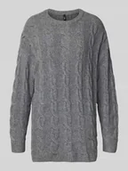 Swetry damskie - Sweter z dzianiny o kroju regular fit z fakturowanym wzorem model ‘JEANETTE’ - miniaturka - grafika 1