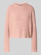 Swetry damskie - Sweter z dzianiny z fakturowanym wzorem - miniaturka - grafika 1