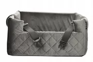 Sprzęt podróżny i transportery dla psów - Boutiquezoo FOTELIK SAMOCHODOWY DLA PSA LEGOWISKO VELVET SZARY M BTQZ-AMB-CARSEAT-VELVET-GRAU-M - miniaturka - grafika 1