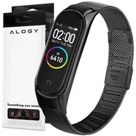 Akcesoria do smartwatchy - Bransoleta Milanese pasek Alogy stal nierdzewna do Xiaomi Mi Band 5/6/6 NFC Czarna - miniaturka - grafika 1