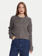 Swetry damskie - Liu Jo Kardigan MF5235 MA88A Szary Regular Fit - miniaturka - grafika 1